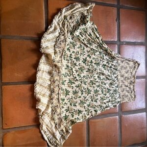 Free People Cream and Green Maxi Skirt